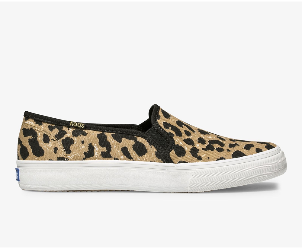 Slip Ons Keds Femme Marron - Double Decker Leopard - 769-SDLICX